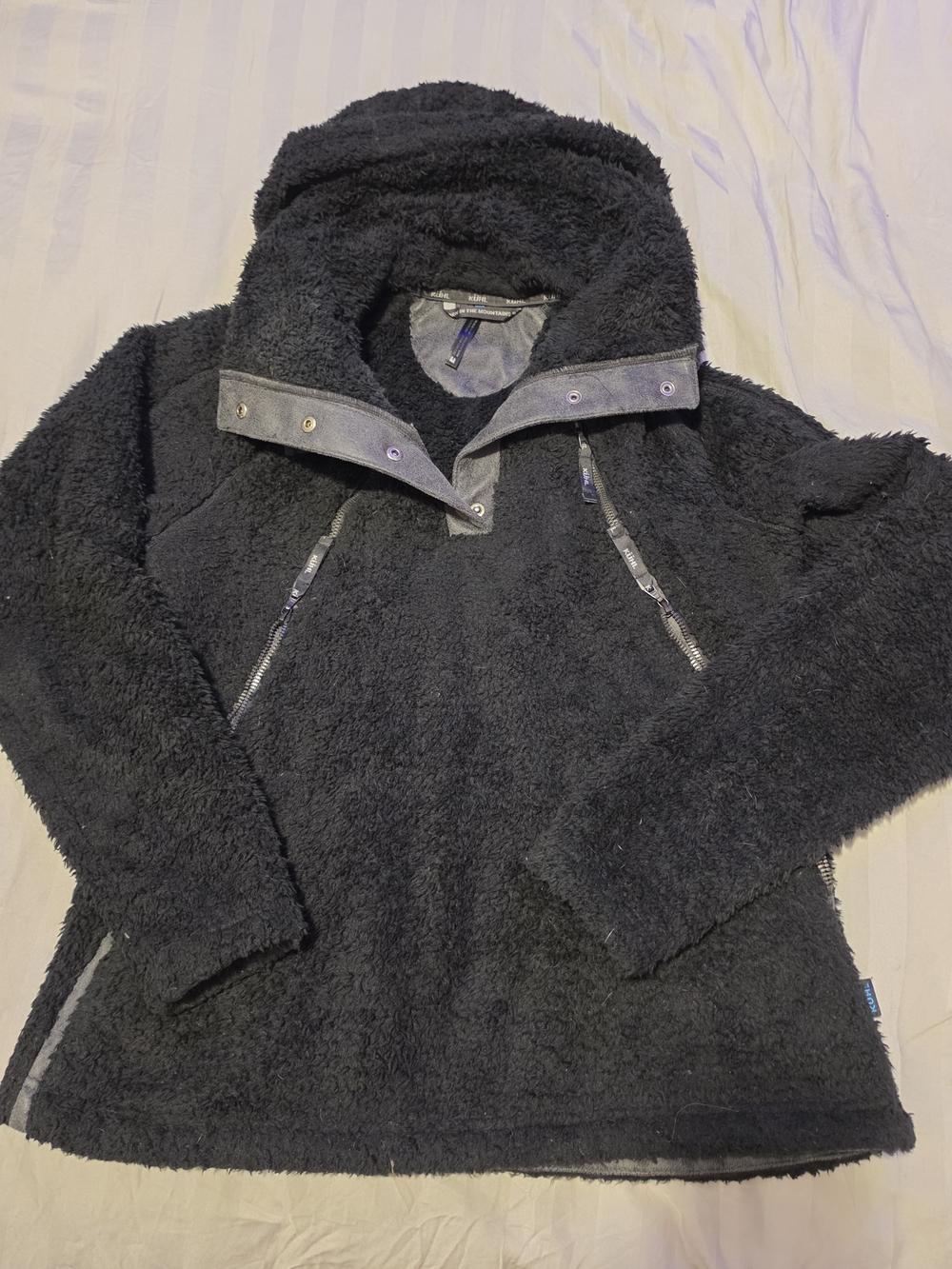 Kuhl Black Fleece Flight Jacket With Hoodie